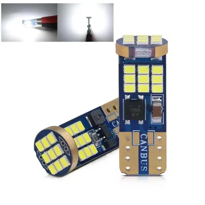 【MO】2Pcs 2016-27SMD Reading Wedge Light 12V T10 W5W Car LED 168 194 Parking Lamp Canbus Dome License Plate Bulb