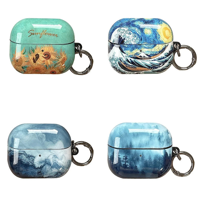 Buds 3 Pro Hülle für Samsung Galaxy Buds 3 Cover Van Gogh Buds3 Pro Kreativ für Samsung Buds 3 Box Niedliche Ohrhörer Lade Funda