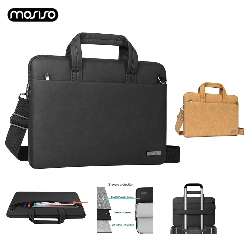 Laptop Shoulder Bag Waterproof PU Leather Notebook Sleeve 13.3 14 15 15.6 inch For Macbook Air Pro HP Acer Dell Carrying Bag