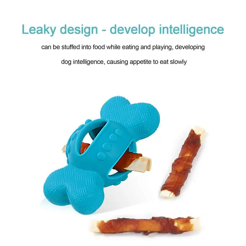 Soft Puppy Teething Toy TPR Food Treat Bone Toy Food Leakage Chewing Bone Interactive Biting Toys For Healthy Teeth And Gums