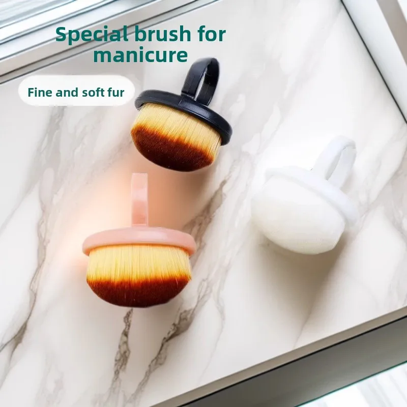 2/6pc Ring Style Nail Dust Brush Soft Fine Bristles Mini Manicure Cleaning Tool Nail File Dust Cuticle Sweeper