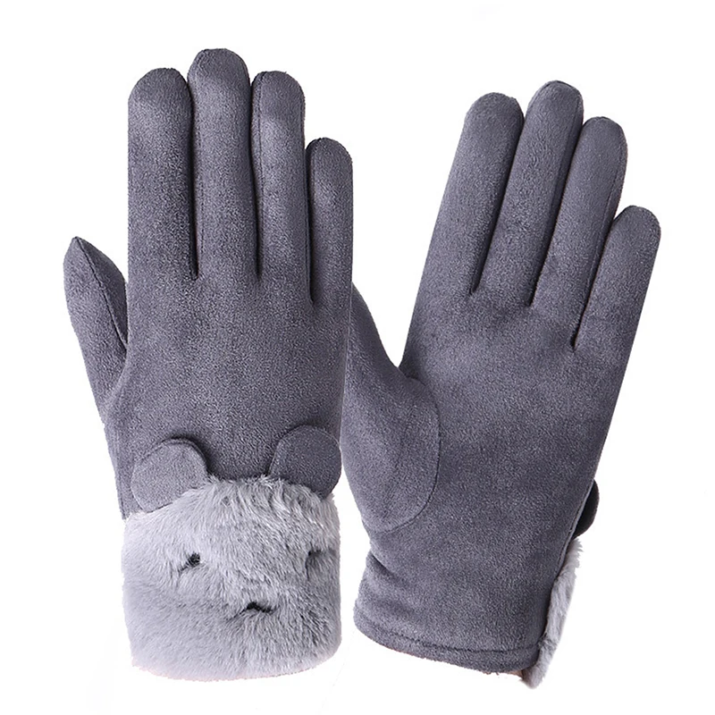 AliExpress Gmarty 〔ZYAF〕Cute Women's Gloves Warm Autumn Winter Cycling Outdoor Sport Windproof Gloves Embroidery Touchscreen Full Finger Gloves