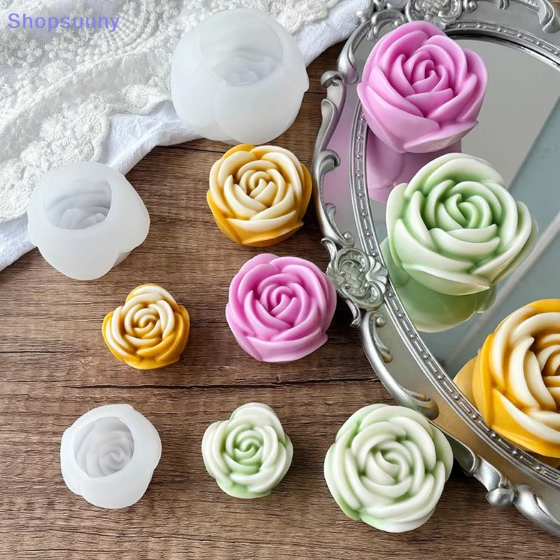 [SU]DIY Multi Size 3D Flower Shape Silicone Rose Mold Candle Mould Handmade Soap Mold Wedding Cake Decor Jelly Gift[SU]