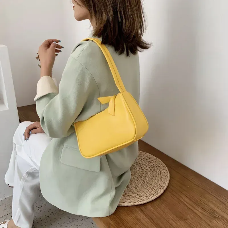  2024 Fashion Women New Shoulder Underarm Bags Casual Ladies Pure Color Small Purses Handbags Elegant PU Leather  Bags 