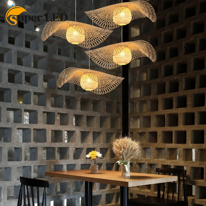 

35/45/55/65/75/85/100cm Hand Woven Bamboo Pendant Lights Bamboo Lampshade Rattan Wicker Chandelier Dining Rroom Bamboo Art Lamp