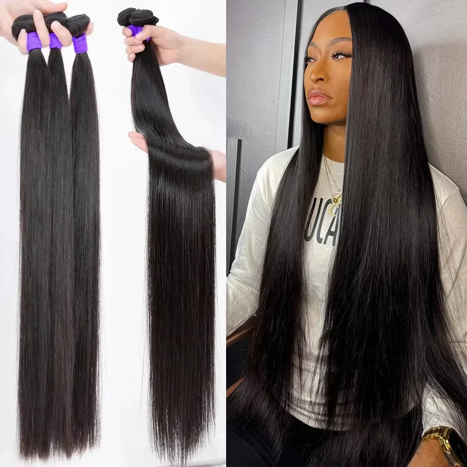 Addictive Brazilian Bone Straight30 34 Inch Bundle Human Hair 3 4 Bundles Raw Virgin Remy Hair Extensions Double Weft Wholesale