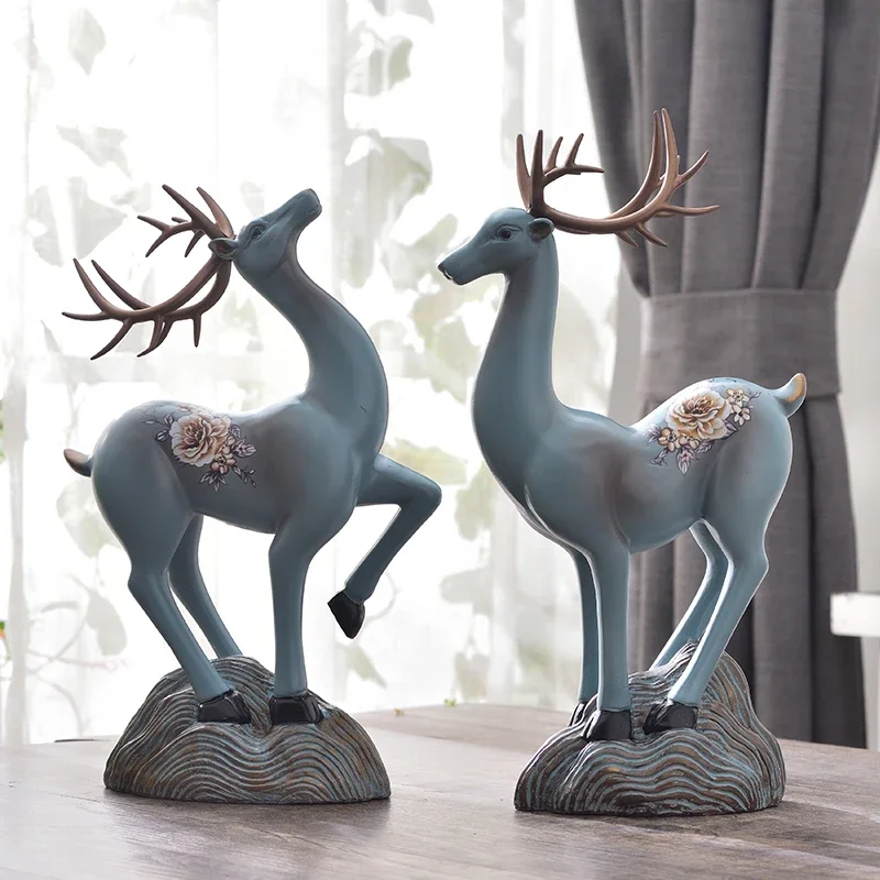 

Creative Wealth Attraction Deer Statue Crafts Living Room Home TV Cabinet Wine Cabinet Entrance Desktop Decoration Wedding Gift