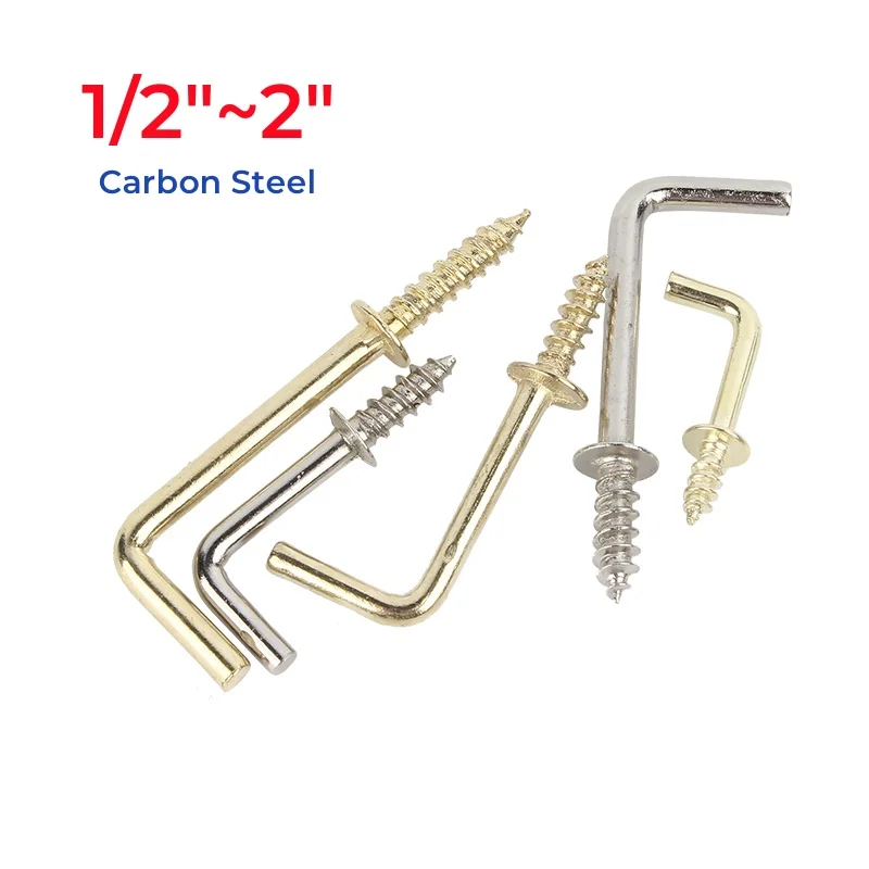 1/2 "~ 2" النحاس/النيكل مطلي الكربون الصلب مربع بيند السنانير L على شكل الزاوية اليمنى المسمار هوك مسامير التنصت الذاتي هوك للتعليق