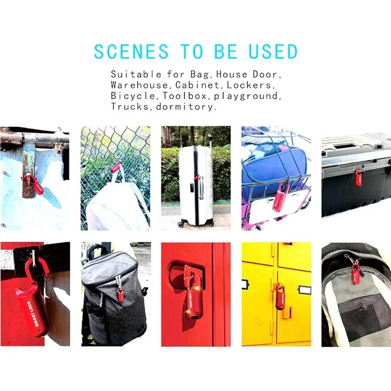 BAAE 2X Fingerprint Padlock M01 Anti-Theft Smart Door Lock Keyless USB Rechargeable Security For Home Bike Locker Red