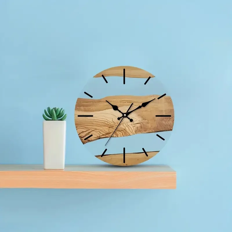 

Acrylic Wood Grain Wall Clock, Silent Hanging Clock, Minimalist Design, Living Room Art, Home Decoration