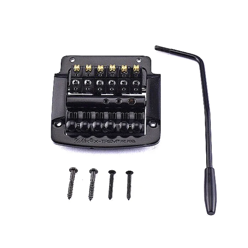 Kahler sistem Tremolo gitar elektrik, pelat senar tarik goyang ganda/jembatan gitar, hitam, krom, dengan kunci senar