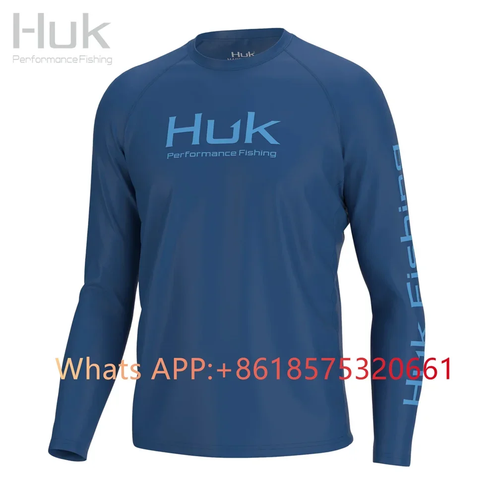 

HUK Long Sleeve Fishing Shirt Outdoor Sun Protection T-Shirt Tops Quick Dry Breathable Men Fishing Clothing UPF 50+ Jerseys 2024