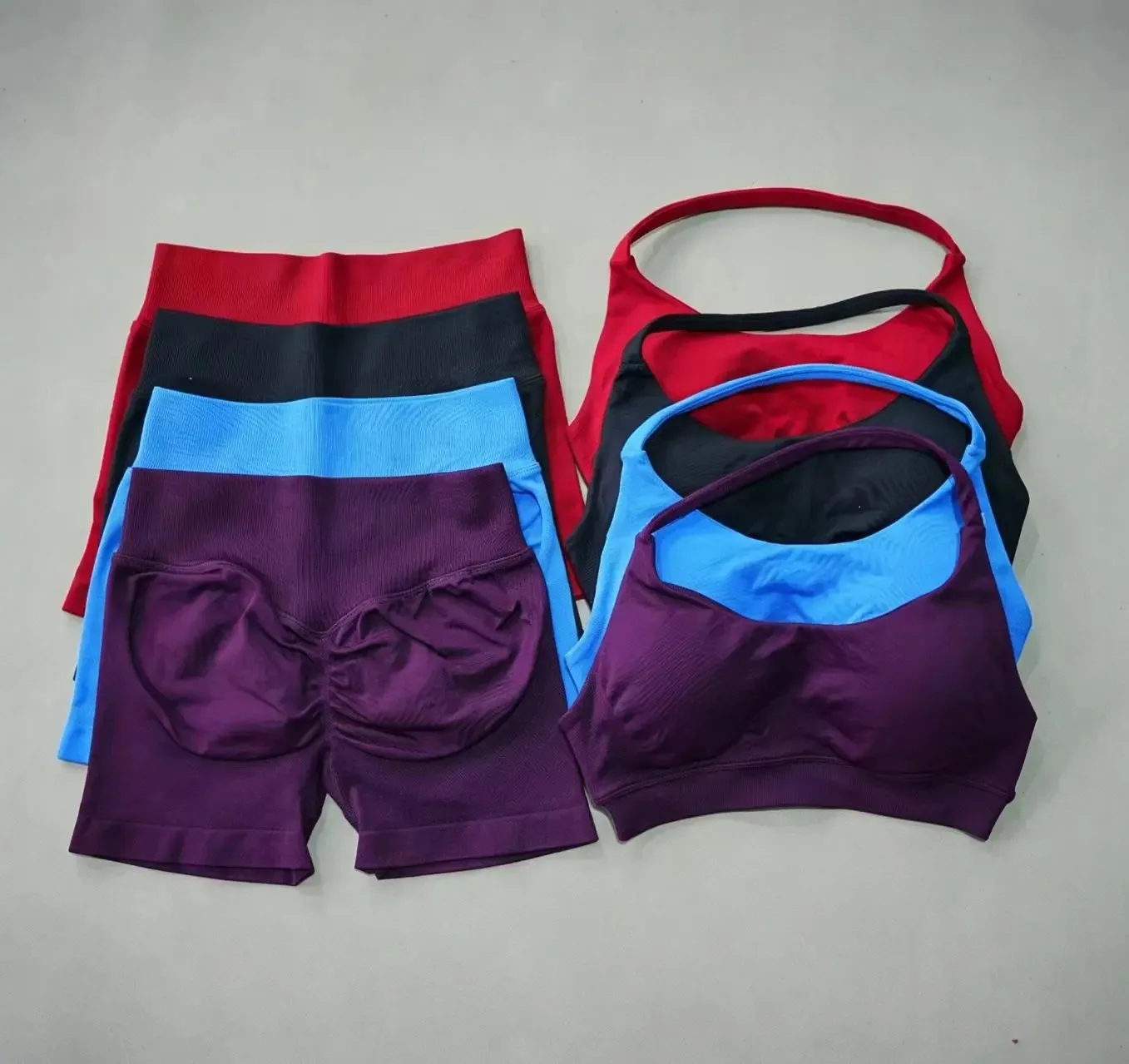 DFMF Sports Set Two-Piece Women's Slim Shoulder Strap Gym yoga Hanging Neck Training Corset Shorts Fitness Sportswear Seamless
