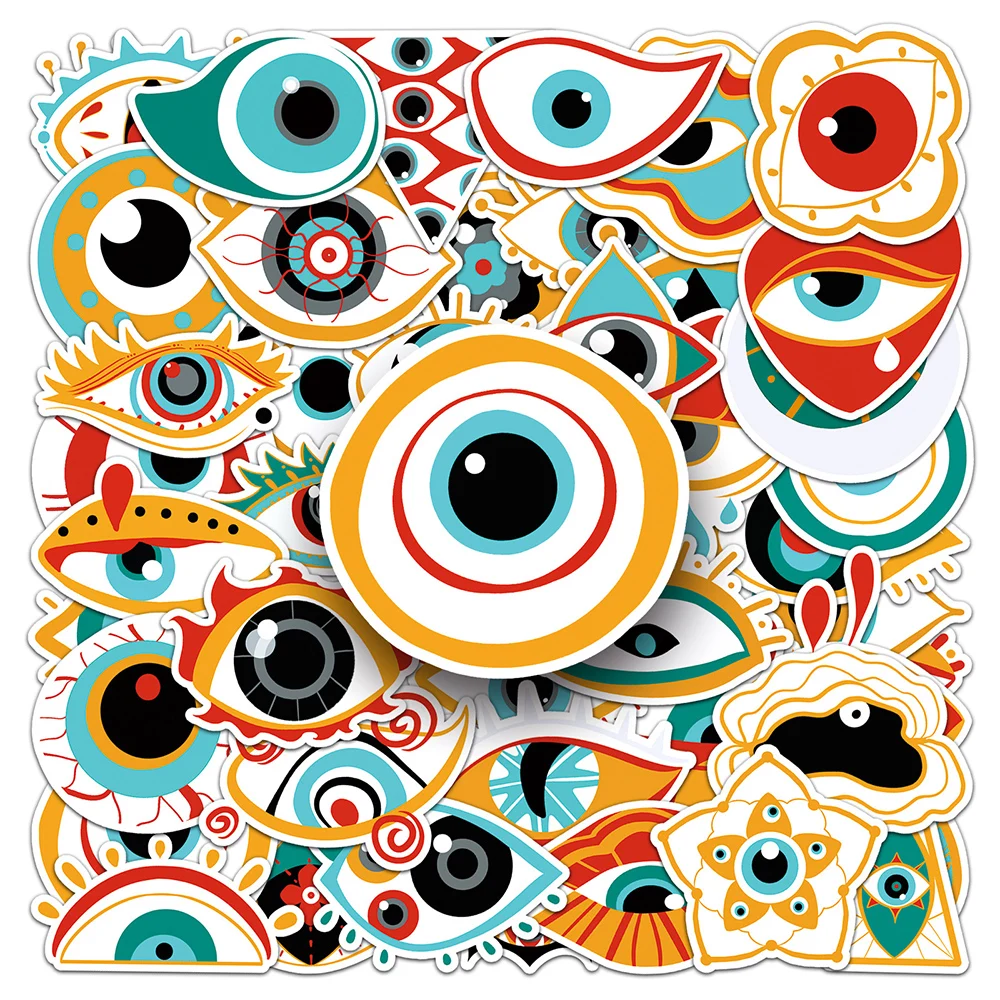 10/30/50 Stück türkische Evil-Eye-Aufkleber, bunte Graffiti-Aufkleber, DIY-Aufkleber für Laptop, Tagebuch, Notizbuch, wasserfest, cooles Gothic-Aufkleberpaket