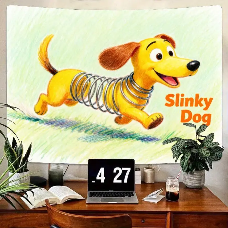 

1 шт. Disney Pixar Toy Story Slinky Dog гобелен желтый мультяшный настенный художественный современный полиэстер Декор для гостиной, спальни, подарок для фанатов