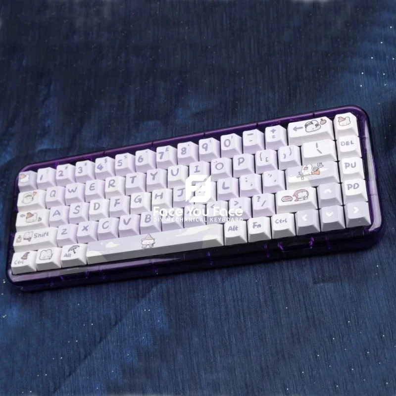 Imagem -04 - Teclas Gmk Magic Bunny Roxo Pbt Tampa Chave Perfil Cereja se Adapta à a a a Maioria das Tampas de Chave de Personalização de Teclado Mecânico 144