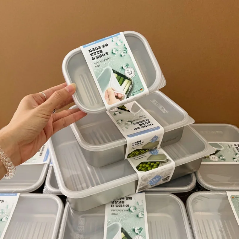 1/3PCS 304 Stainless Steel Food Storage Container Airtight Lunch Box Freezer Fruit Meat Divider Box Refrigerator Prep Organizer