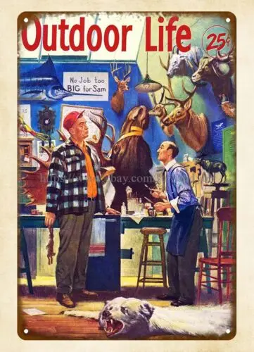OUTDOOR LIFE magazine cover no job too big for sam metal tin sign in home decor sign