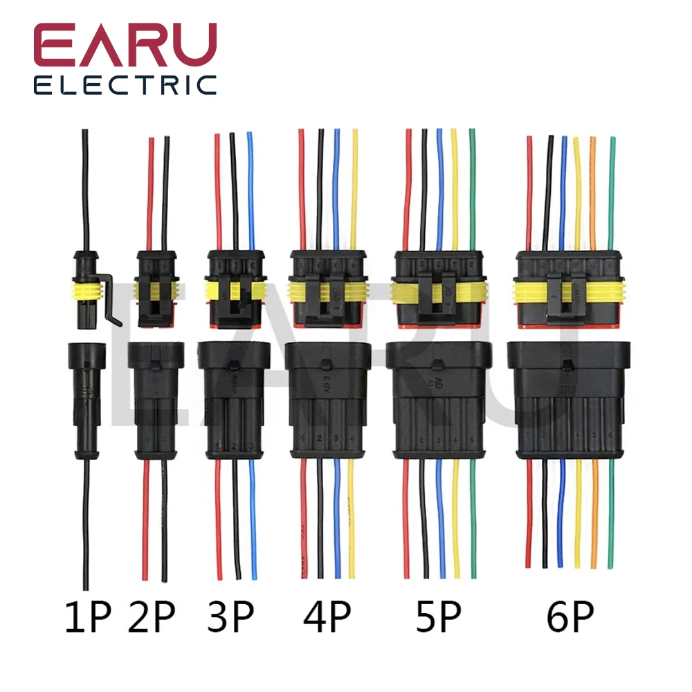 Conector eléctrico automático impermeable, enchufe macho y hembra con arnés de Cable para coche y motocicleta, AMP 1P, 2P, 3P, 4P, 5P, 6P Way, 1