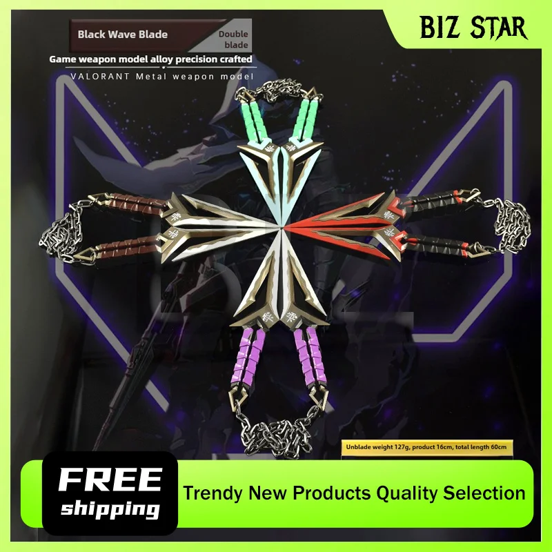 16cm6.26in Valorant Lama Onda Nera Modelli di armi in metallo Periferiche di gioco Coltello Katana Puntelli Cosplay Ornamento da tavolo Regali Giocattoli
