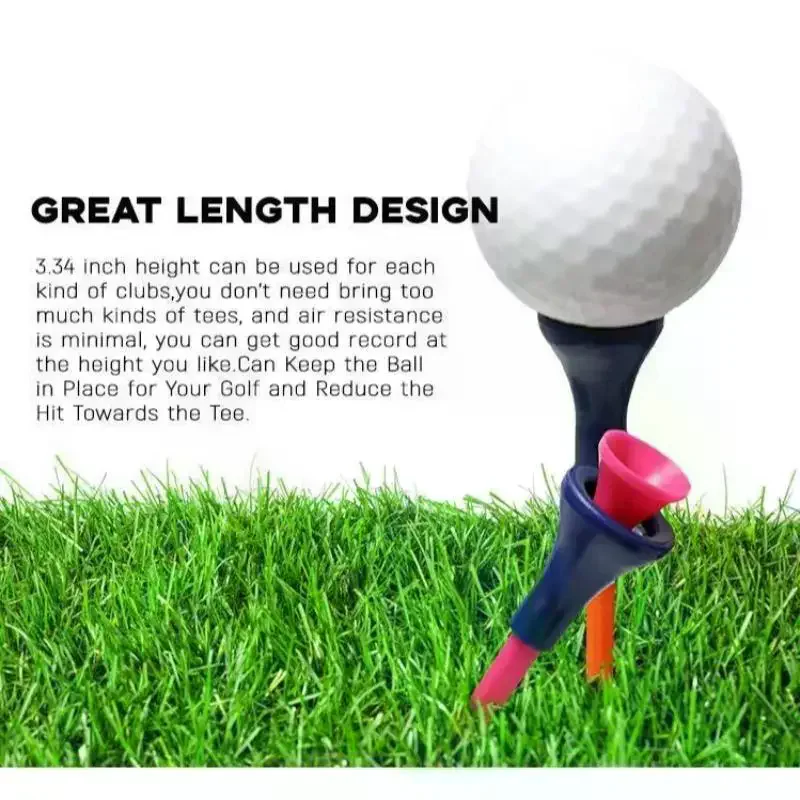 83mm Double Layer Plastic Golf Tees 10Pcs Rubber Cushion Top Long Service Life Golf Ball Stand for Golf Gifts