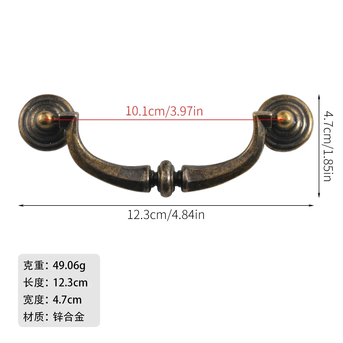 370 antique cabinet furniture hardware cabinet door four-hole handle European alloy hole spacing 100mm