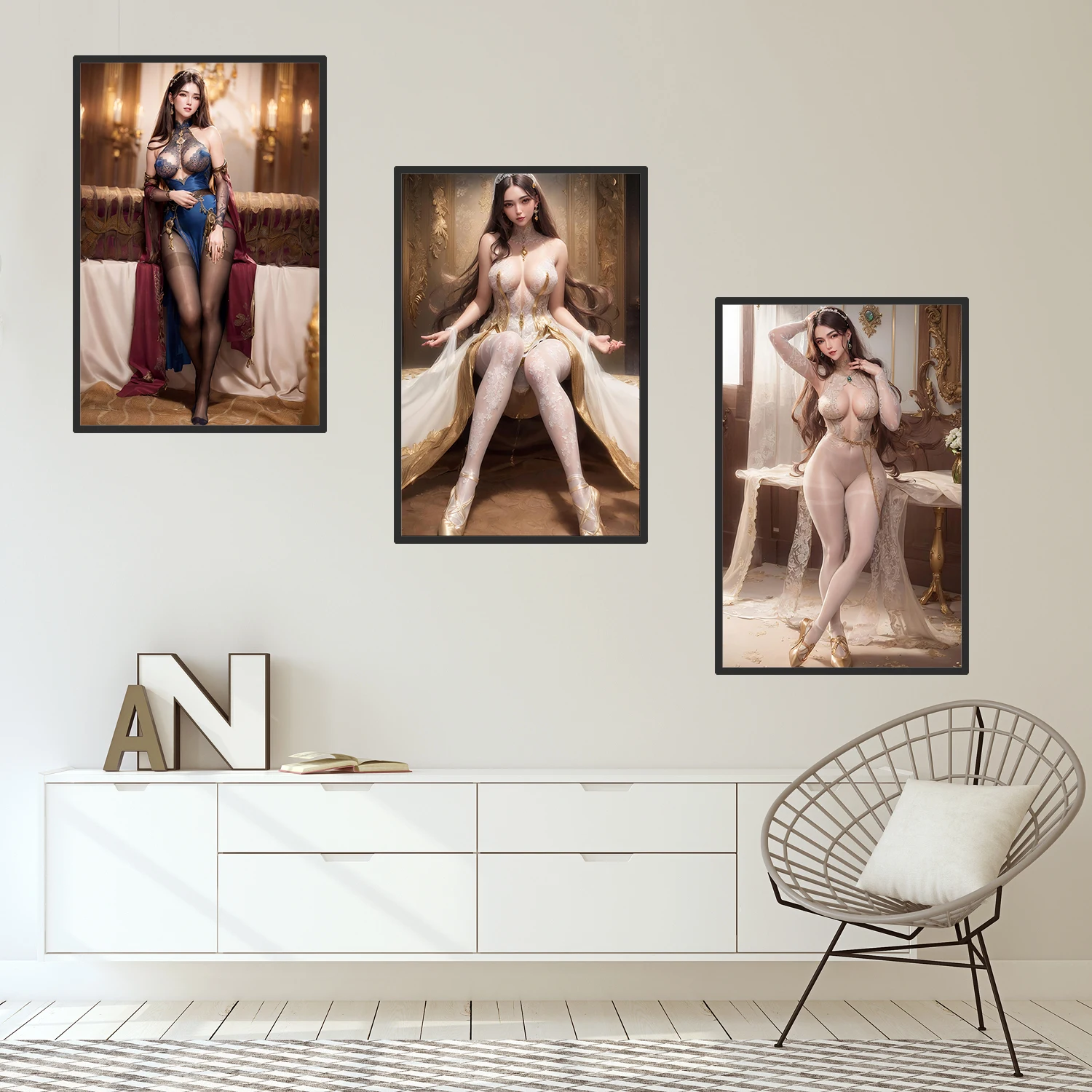 AI painting Sexy queen animation Canvas Poster sexy Silk stockings HD large wall art decorative painting Home Decor Painting