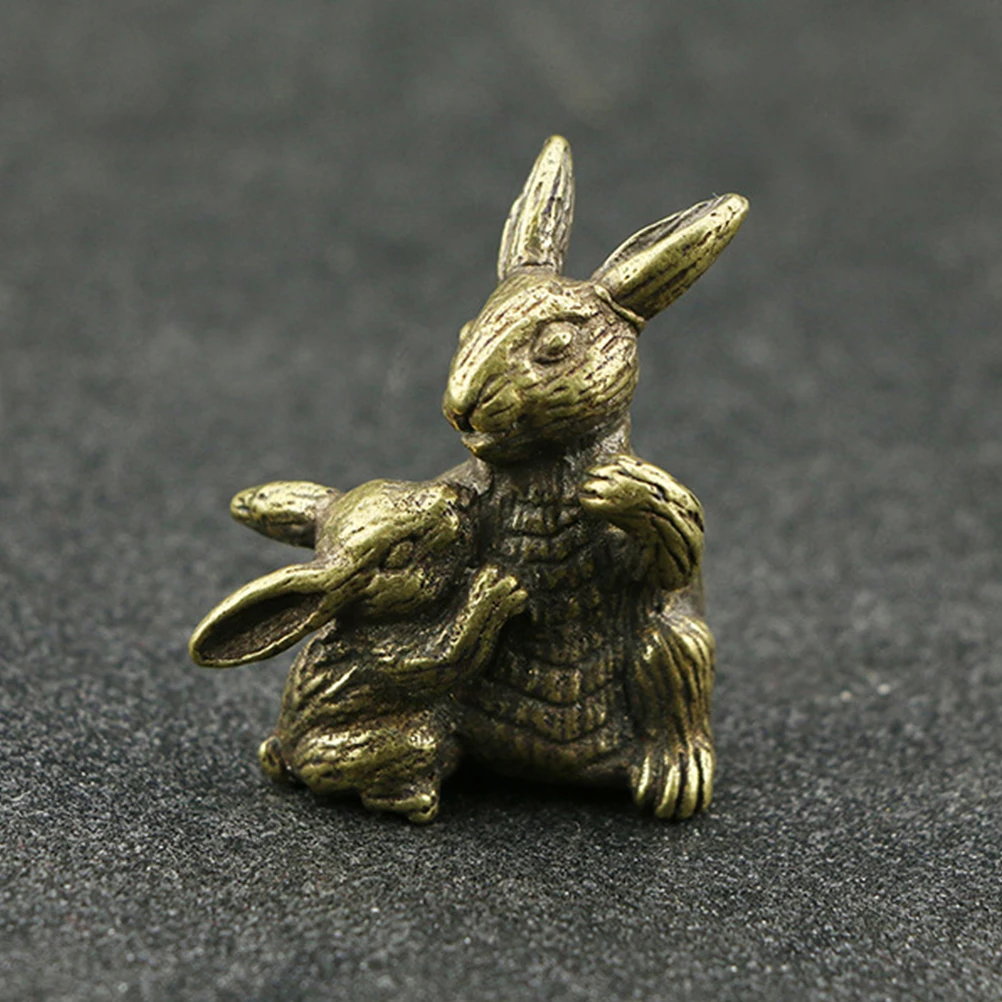 

Brass Bunny Figurines Elegant Rabbit Statue Decor Compact Size Smooth Surface Retro Animal Statue Small Desktop Decor Brass