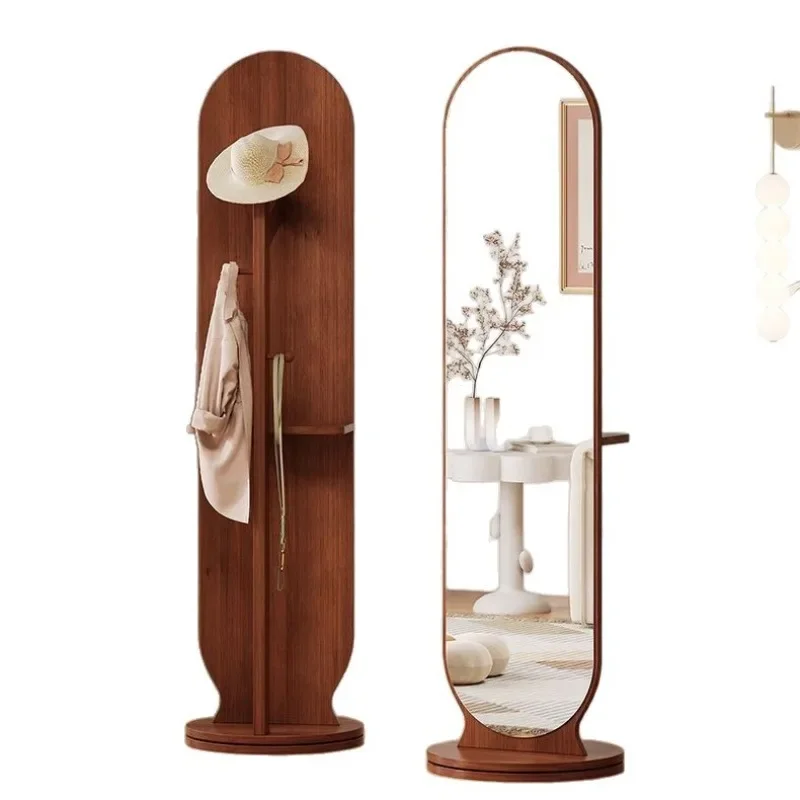 Rotating full-length mirror full-body floor mirror household bedroom hanger integrated fitting mirror vertical movable