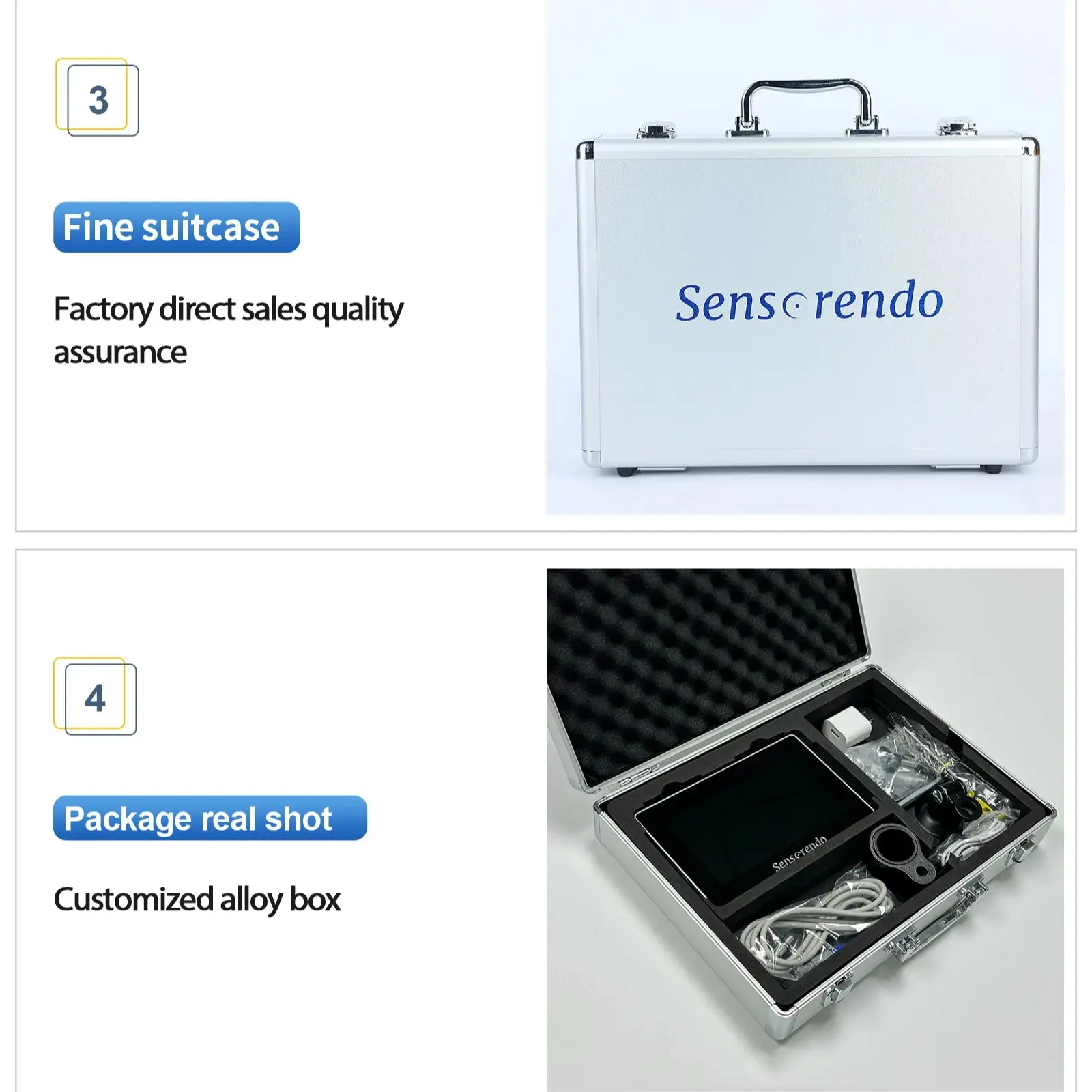 Sensorendo 7-inch Touchscreen Video Laryngoscope with Reusable Blades (MIL0/1/MAC1/2/3/4/D-Blade)for Anesthesia Intubation