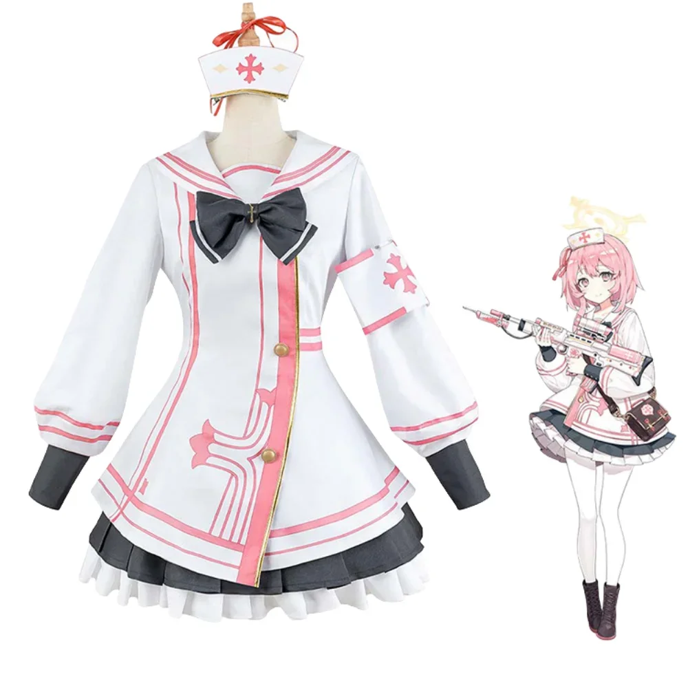 Disfraz de Cosplay de Game Blue Archive Sumi Serina para mujer, uniforme informal, chaqueta, falda, peluca, sombrero de enfermera, lazo, traje de fiesta de Halloween