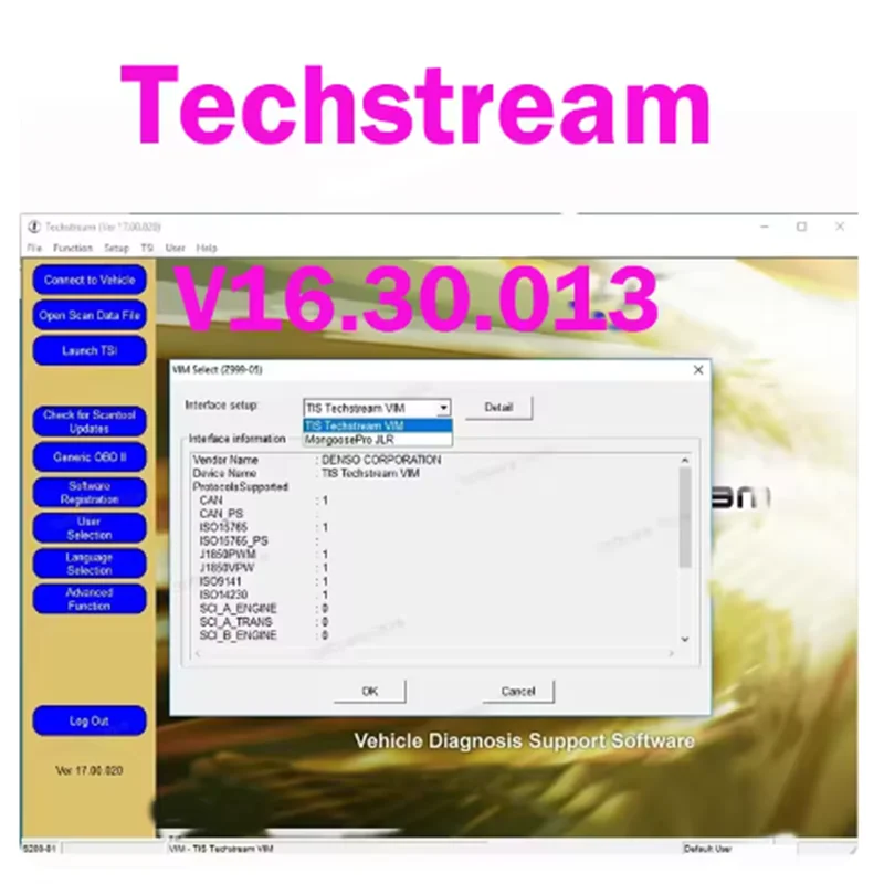 

Software New ECM ECU mini vci reprogrammed diagnose programming repro Techstream 16.30.013 applies to V16.30.013 scanning
