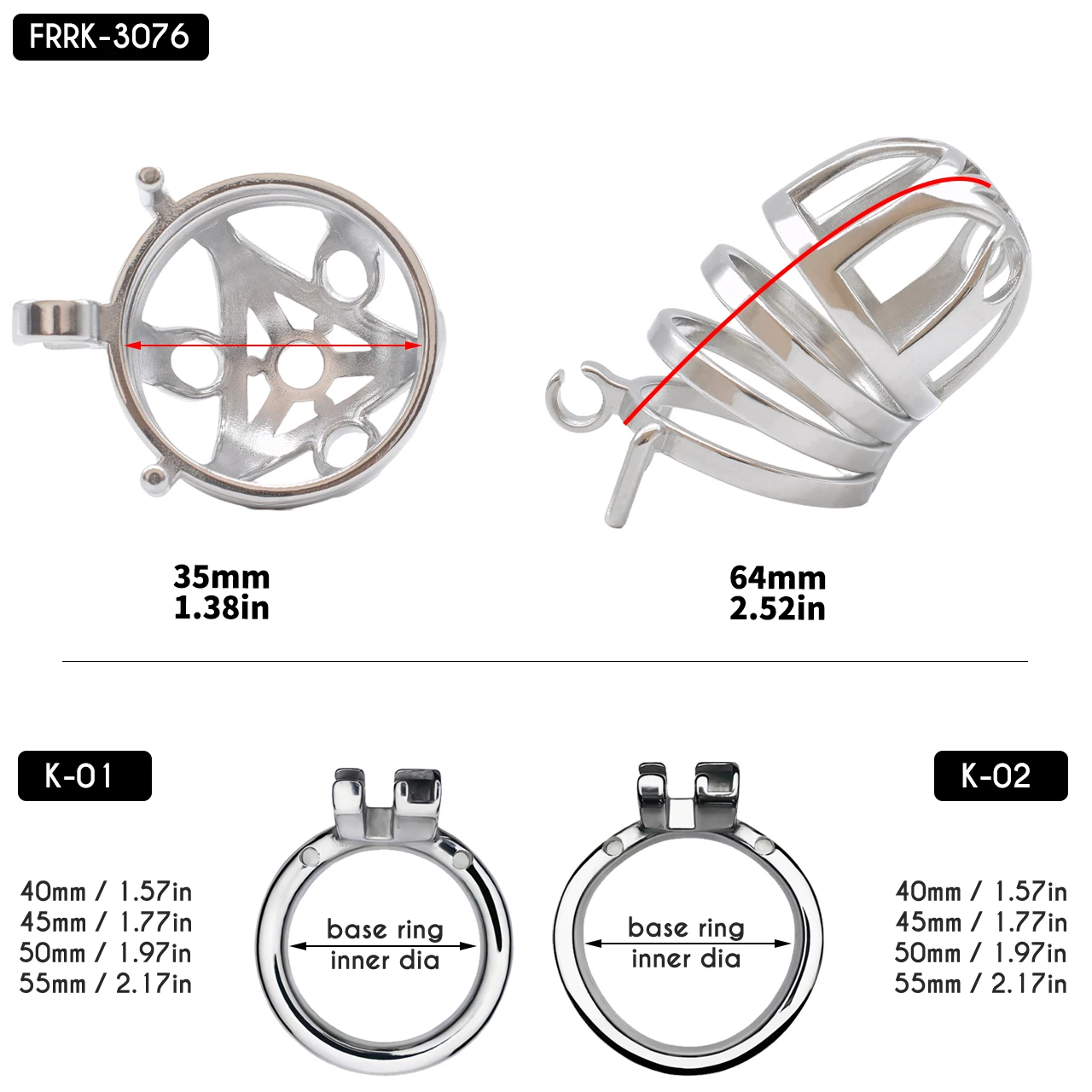 FRRK Long Penis Restraints Urethral Lock Stainless Steel Male Chastity Device Cock Cage Penis Rings Invisible Lock Adult Sextoys - view 3