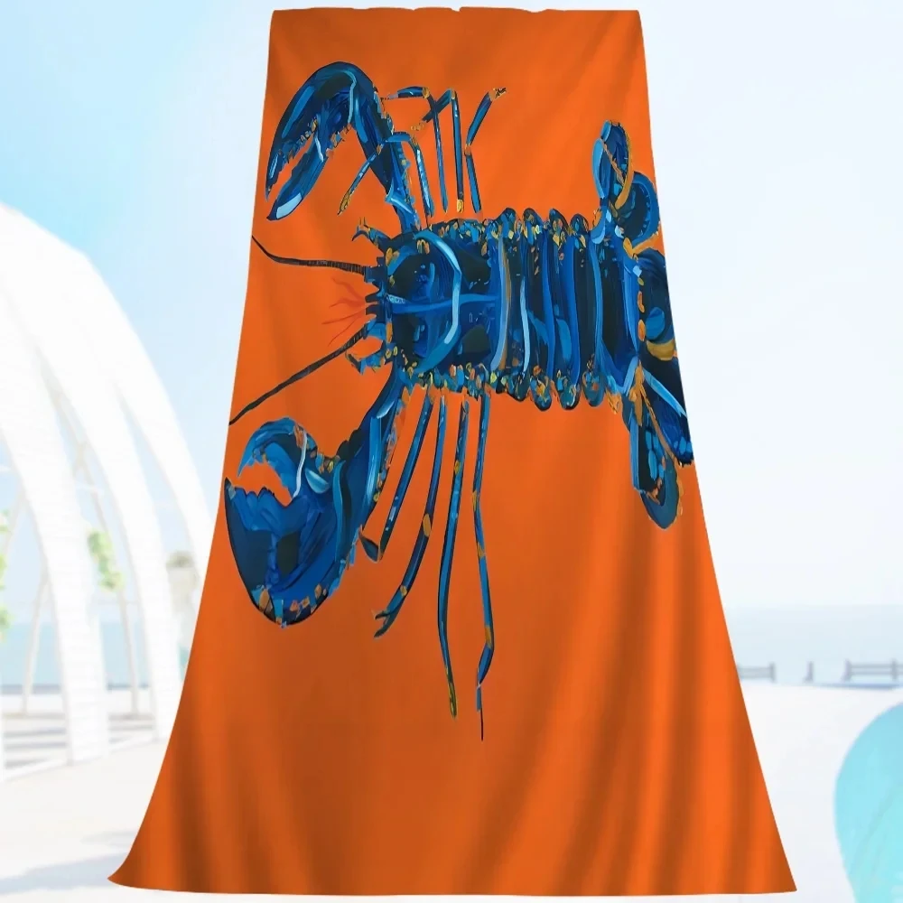 Beach Towel Colorful Sardine Lobsters Marine Animals Microfiber Printing Beach Towel Mountain Climbing Yoga Absorbent Soft Towel