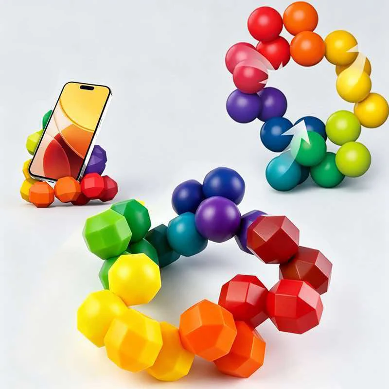 Rainbow Infinity Twist Sensory Ball Fidget Toys Anxiety ADHD Stress Relief Gifts Airplane Car Travel Calming Down Kids Adults