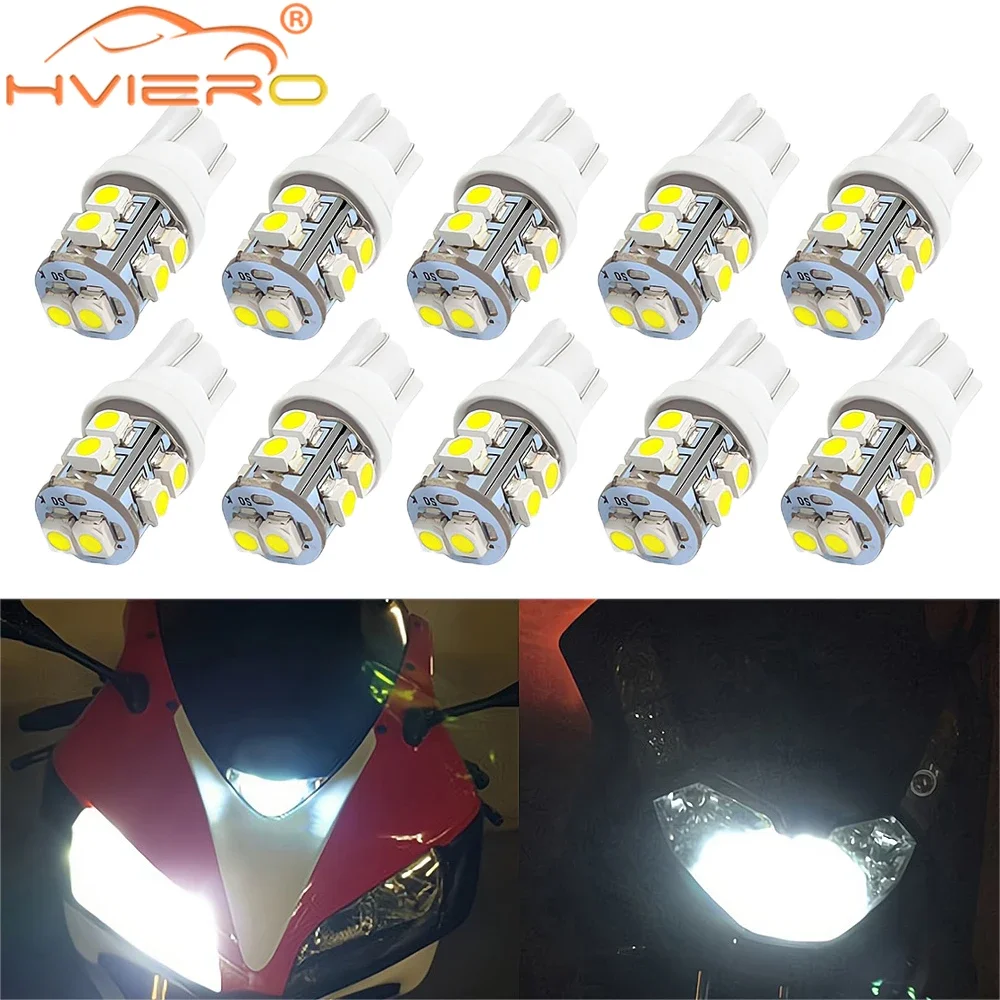 

10Pcs T10 Car Led Turn Interior Reading Lamps White 194 W5W 3528 10led Signal License Plates Light 12V Domes Wedge Dash Lighting