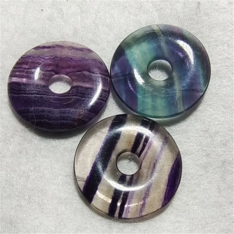 1PC Natural Fluorite Pendant Donut Shape Size 30MM 35MM Purple Stone Good Selling  Jewelry Making With Best Wholesale