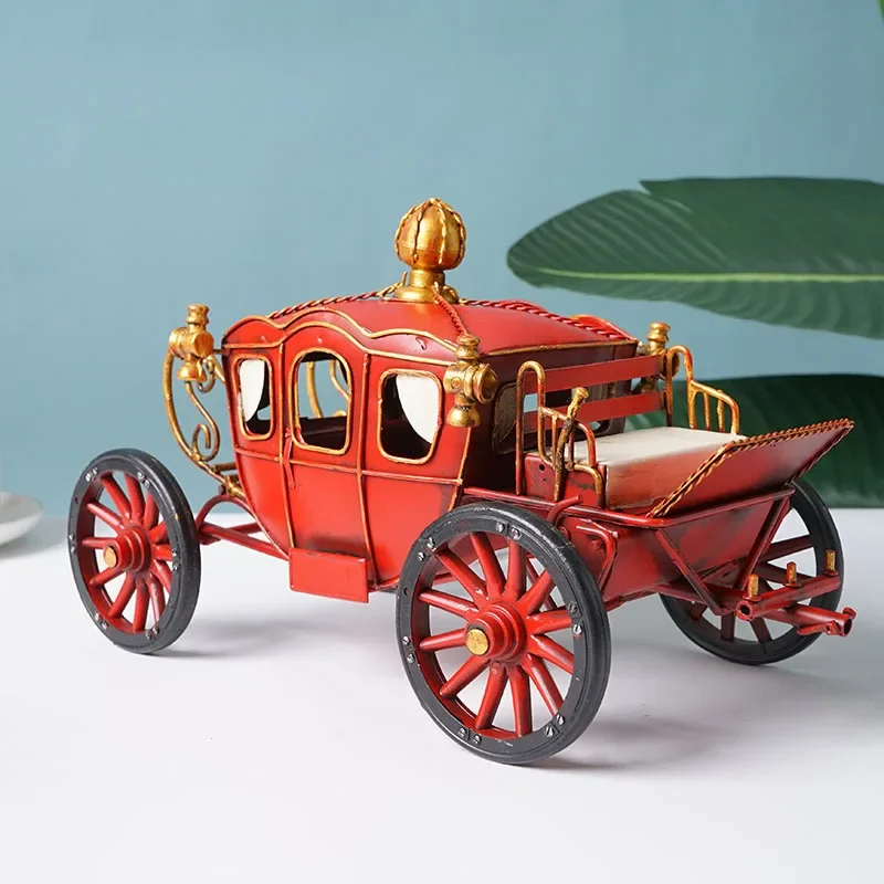 Vintage Decoration Pumpkin Car Model Metal Bedroom Home Accessories Miniature Coach London Royal Industri