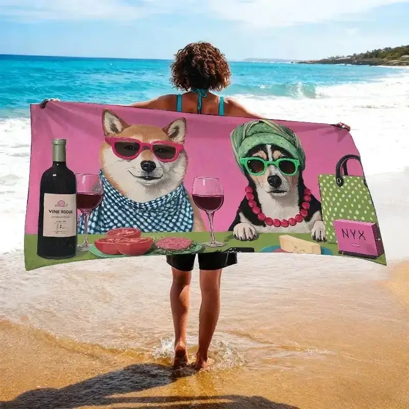 1pc Pet-Friendly Social Party Theme Beach Towel, Cute Pet Day Beach Towel,Cat/Dog Lover Living Rooms,Grooming Shops,Supermarkets