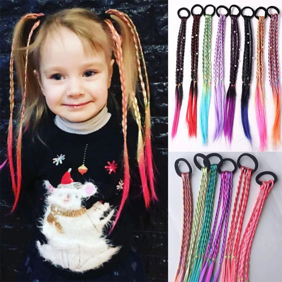 

Synthetic chemical fibre hair children's coloured braids suitable for daily wear for all.