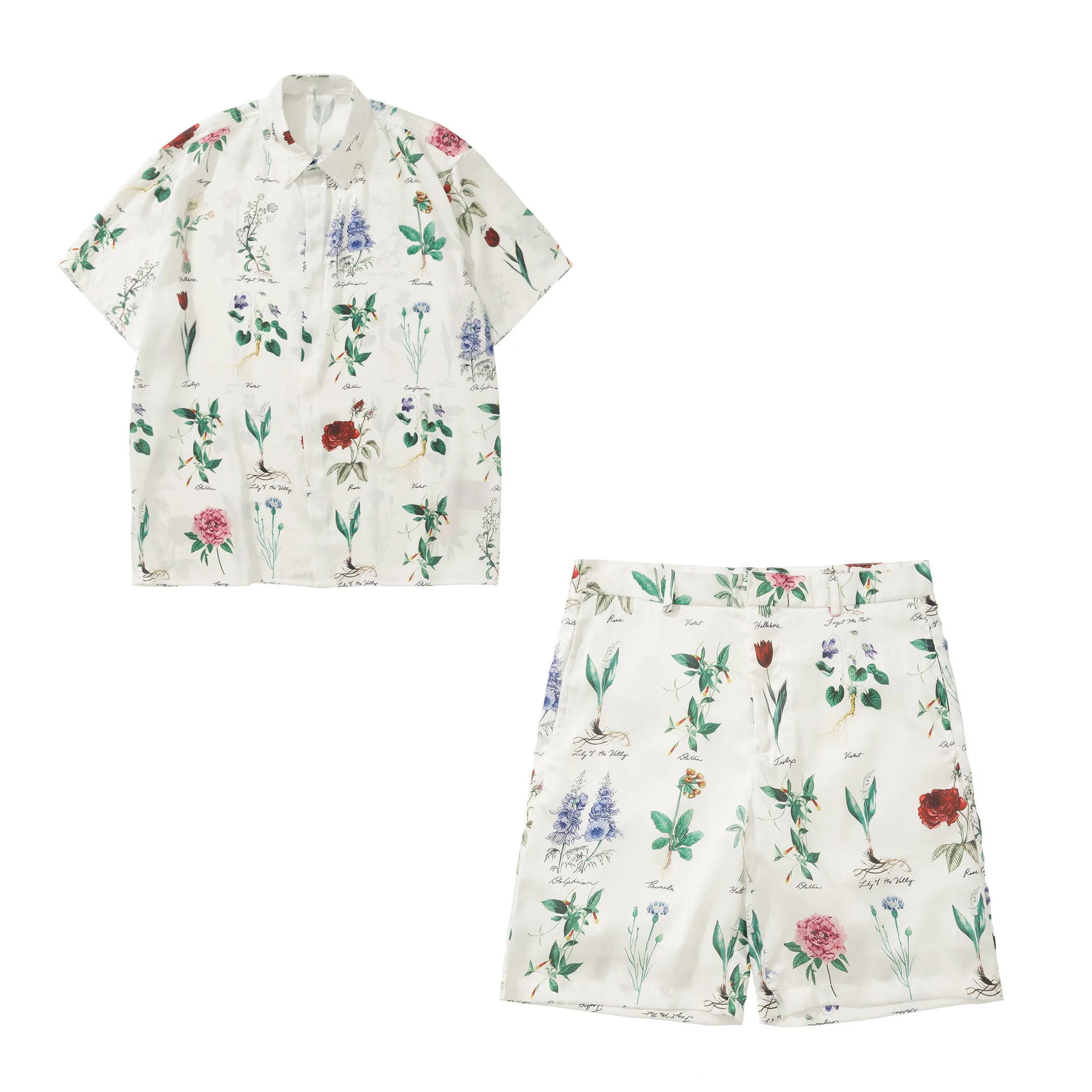 NIGO Men's And Women's Spring/Summer Floral Printed Silk Short Sleeved Lapel Shirt Casual Fit Shorts Set Ngvp #nigo8377