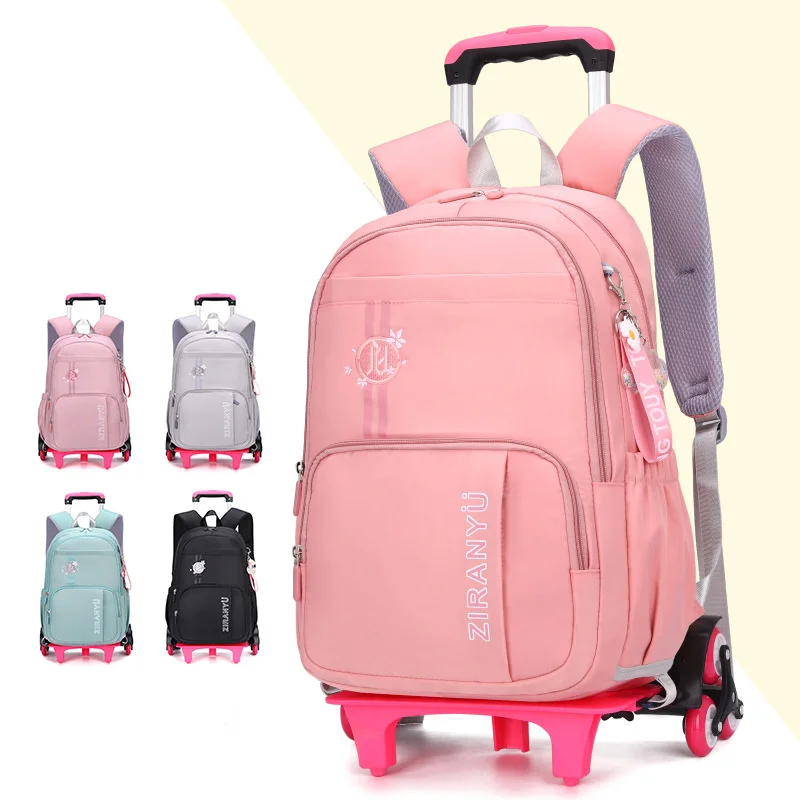 

NEW CuteStudent School bag Rolling Backpack kids Trolley girl school backpack Large-capacity child waterproof wheeled