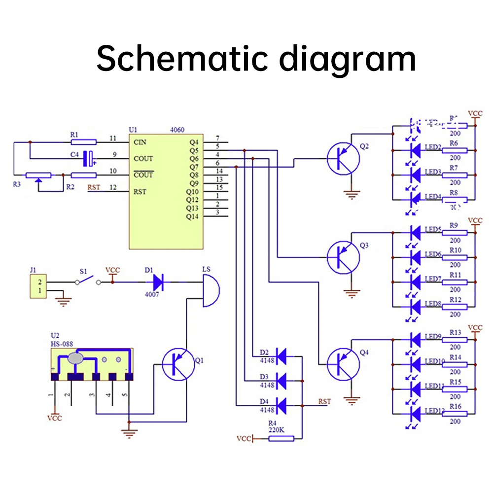 DC 4,5-5V CD4060 SMT DIY Musik LED Farbe Lichtsc haltung Löten Übungs modul elektronische Lehre Löten Demo-Kit