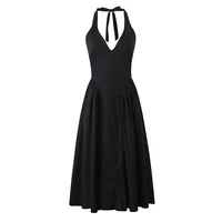 YENKYE Sexy Backless Green Elegant Halter Dress For Women Low Waist A-line Midi Summer Evening Party Dresses Cotton Robe - Image 5