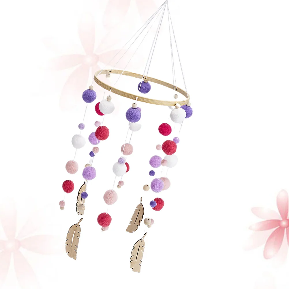 โมบายลมตกแต่งผนัง 1 ชิ้น พร้อมพวงกุญแจขนปุย สไตล์มินิมอล สำหรับตกแต่งบ้าน ห้องนั่งเล่น ห้องนอน หอพัก สไตล์นอร์ดิก