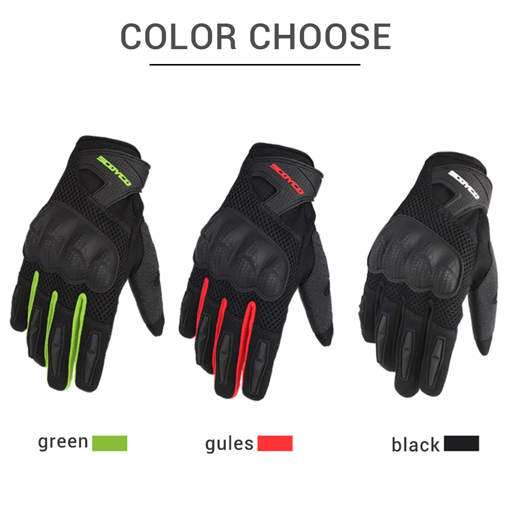 SCOYCO Motorcycle Gloves Summer Breathable Moto Gloves Carbon Fibre Motocross Gloves Touch Function Guantes Moto Riding Gloves #