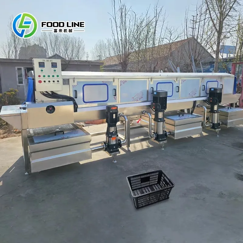 Commercial Crate Washer Automatic Basket Cleaning Equipment High Efficiency Food Processing Machine