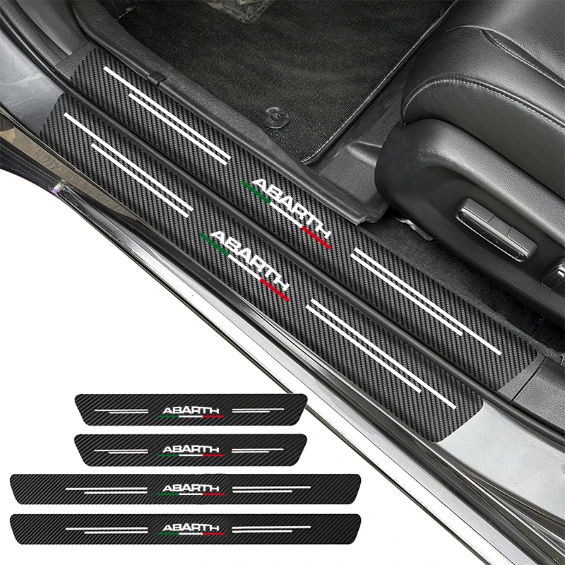 Fiber Car Door Threshold Sill Protector Trunk Stickers For Abarth 695 595 500 Punto 124 Spider Competizione Car Accessories