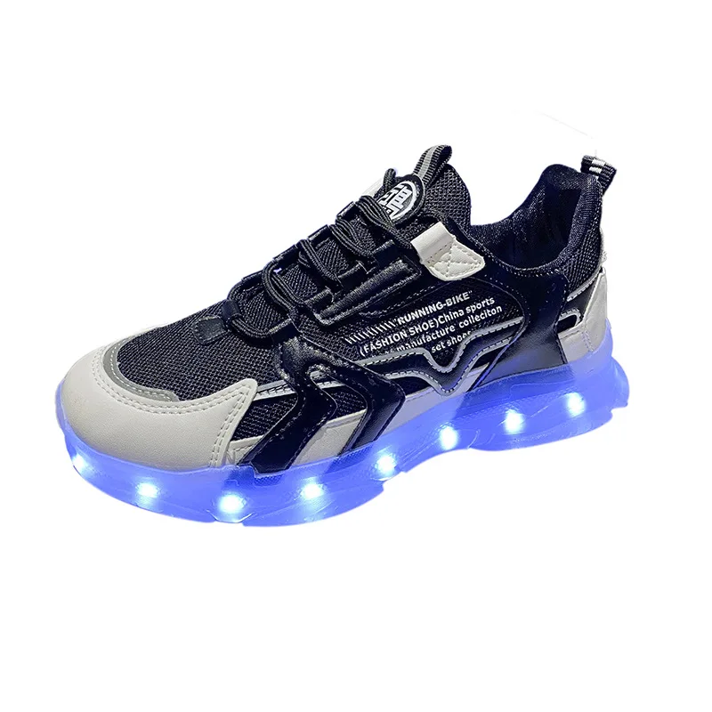 Male Female Fashion USB Charging LED Light Shoes Lovers Casual Sports Shoes Adult Street Dance Shoes