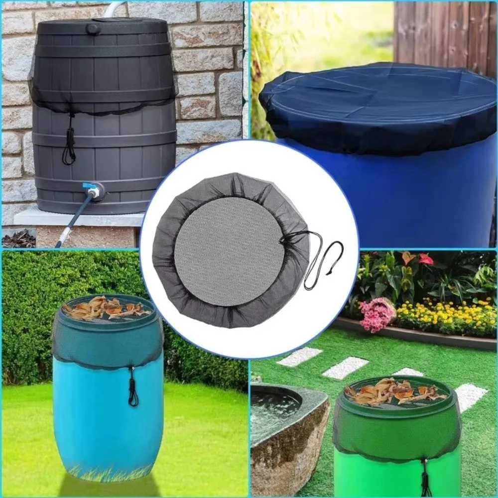 Polyester Rain Barrels Cover Net Anti-Mosquito Leaves Fall Protection Water Collection Buckets Mesh Cover Reusable